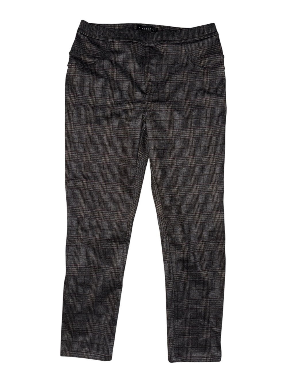Sanctuary Dark Gray Plaid Stretch Work Wear Womens Elastic Waist Pants Large